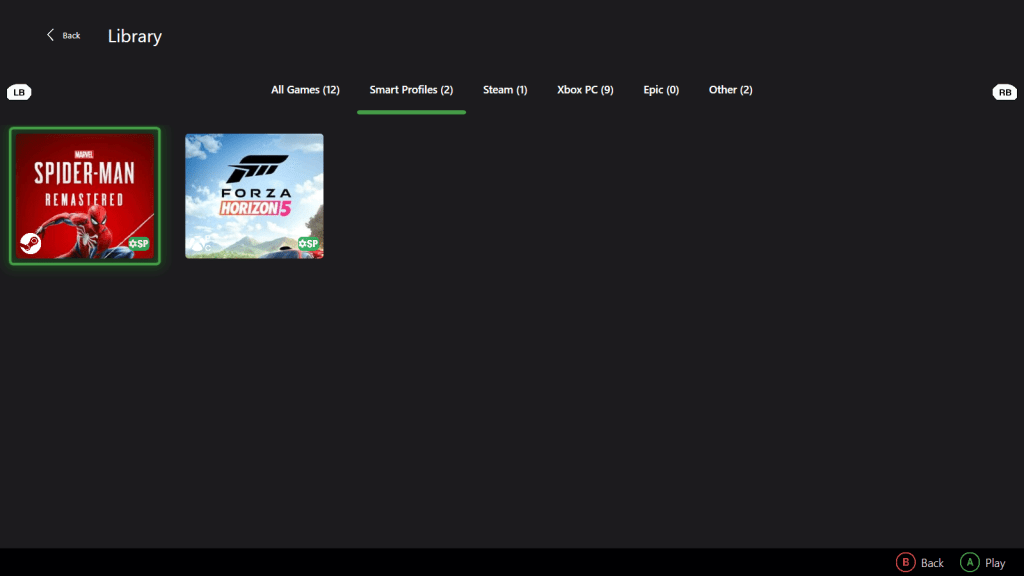 ZenDeck library showing Smart Profiles supported games